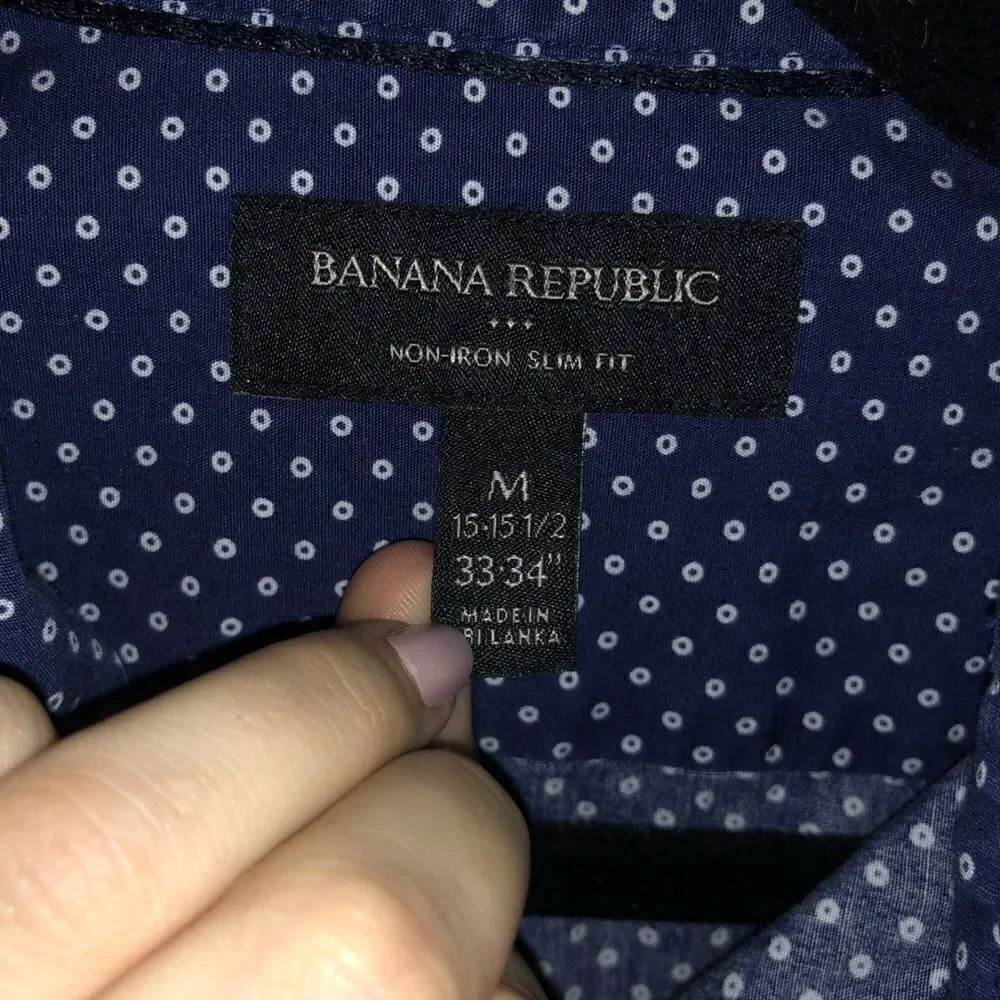 Banana Republic Navy Printed Button Down Shirt